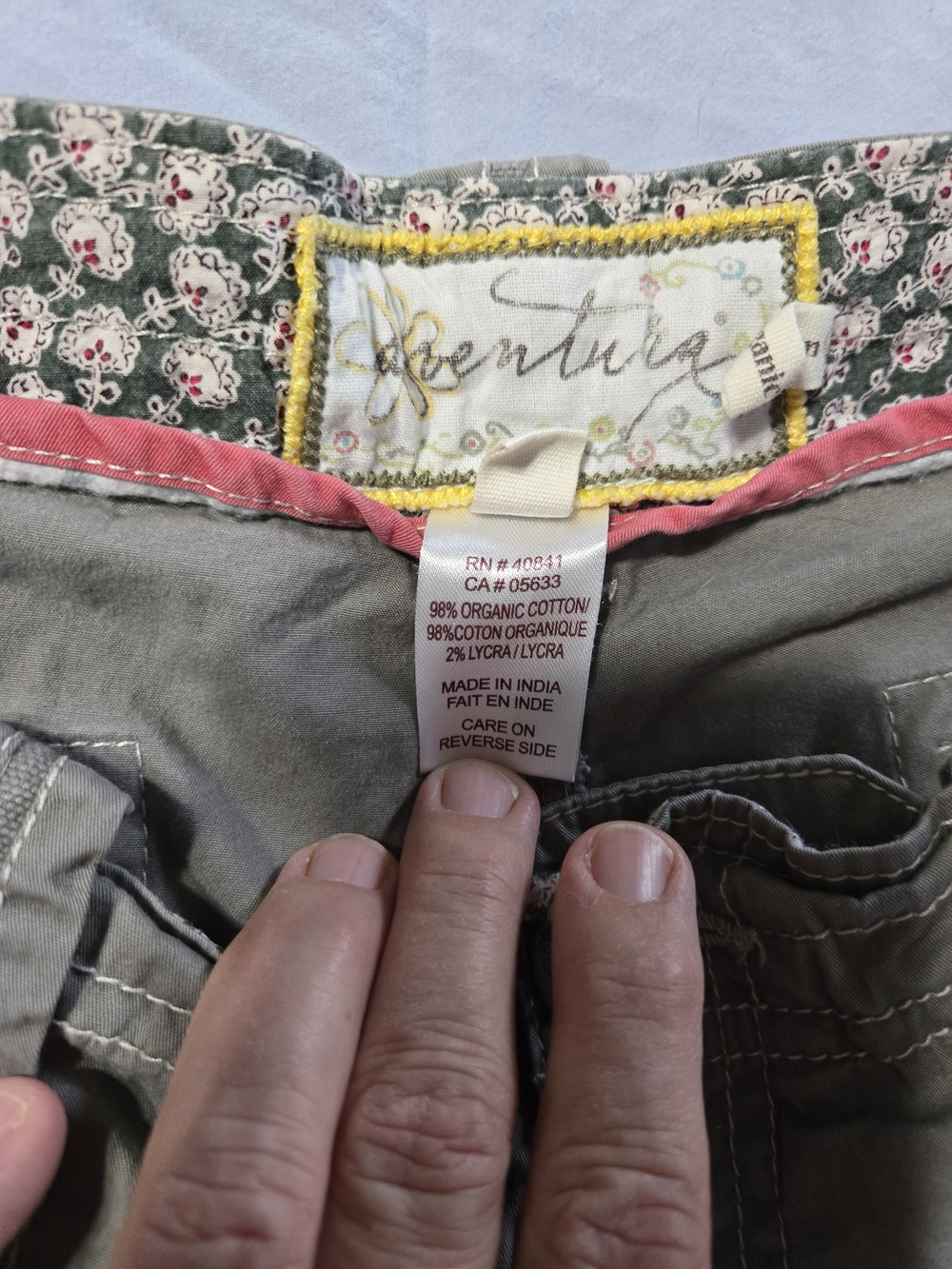 Aventura Organic Olive Green Casual Pants. Cropped And Can Be Rolled Up